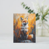 Red Fox Fett Digitales Gemälde Postkarte (Stehend Vorderseite)