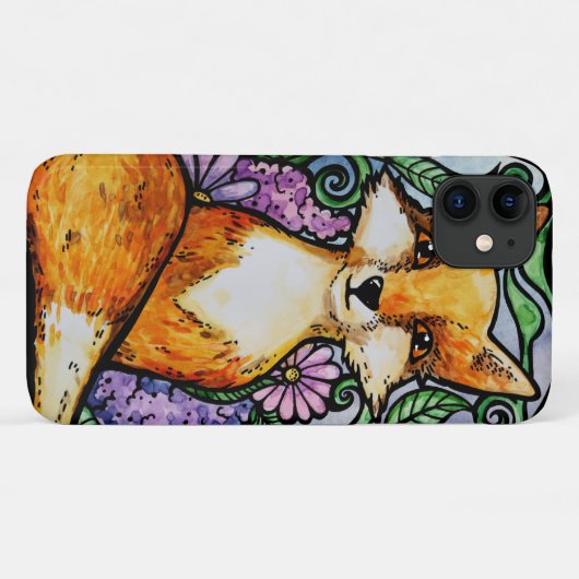 Red Fox Floral Nature Art Case-Mate iPhone Hülle (Rückseite (Horizontal))
