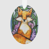 Red Fox Floral Nature Art Ornament (Rückseite)