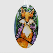 Red Fox Floral Nature Art Ornament (Vorderseite)