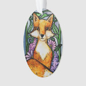 Red Fox Floral Nature Art Ornament (Vorderseite)
