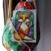 Red Fox Floral Nature Art Postkarte