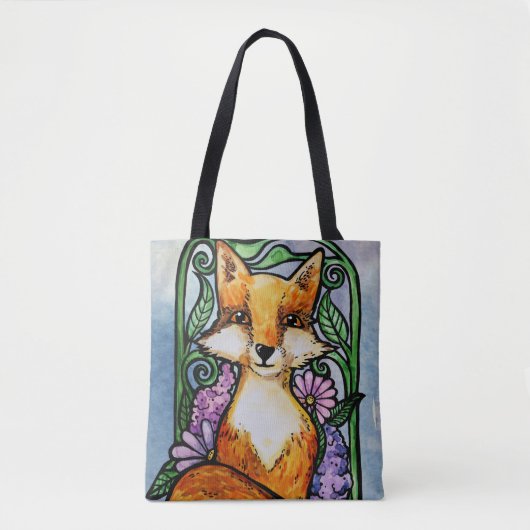 Red Fox Floral Nature Art Tasche (Vorderseite)