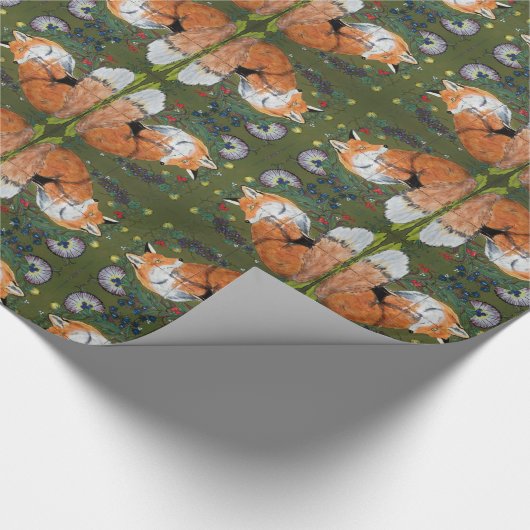 Red Fox Folk Art geteerte Wrapping Papier Trauben Geschenkpapier (Ecke)