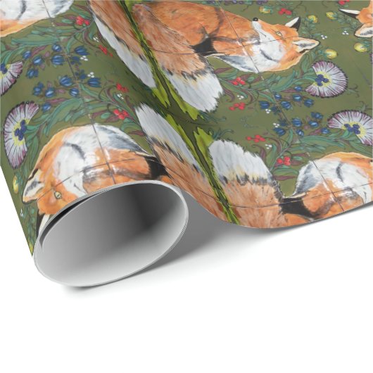 Red Fox Folk Art geteerte Wrapping Papier Trauben  Geschenkpapier (Rolleneckpunkt)
