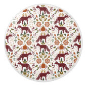 Red Fox Folk Art Knob zieht rustikale Hardware Keramikknauf (Vorderseite)