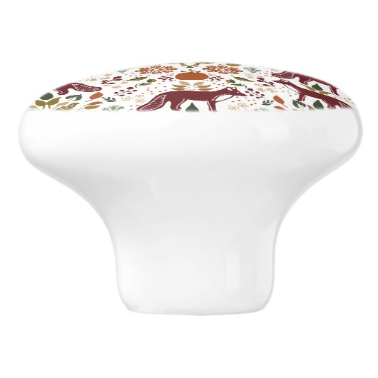 Red Fox Folk Art Knob zieht rustikale Hardware Keramikknauf (Seitenansicht)
