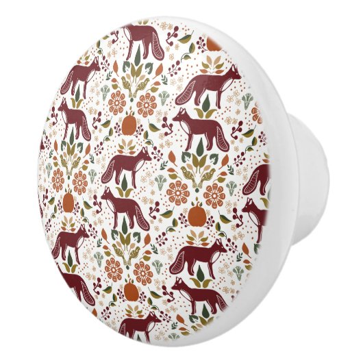 Red Fox Folk Art Knob zieht rustikale Hardware Keramikknauf (Rechts)