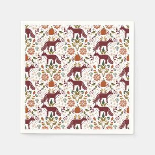 Red Fox Folk Art Napkin Rustikales Party Dekor Serviette