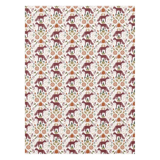 Red Fox Folk Art Tableclout | Rustikale Herbsternt Tischdecke (Vorderseite)