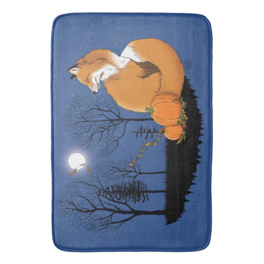 Red Fox Forest Pumpkins Badematte (Vorderseite Vertikal)