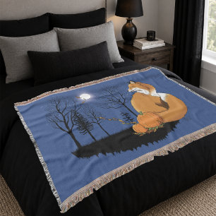 Red Fox Forest Pumpkins Decke