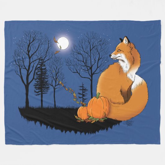 Red Fox Forest Pumpkins Fleecedecke (Vorderseite (Horizontal))
