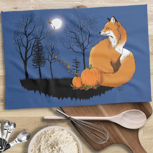 Red Fox Forest Pumpkins Geschirrtuch