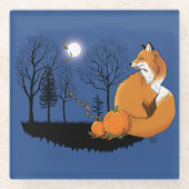 Red Fox Forest Pumpkins Glasuntersetzer (Vorderseite)