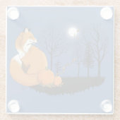 Red Fox Forest Pumpkins Glasuntersetzer (Rückseite)