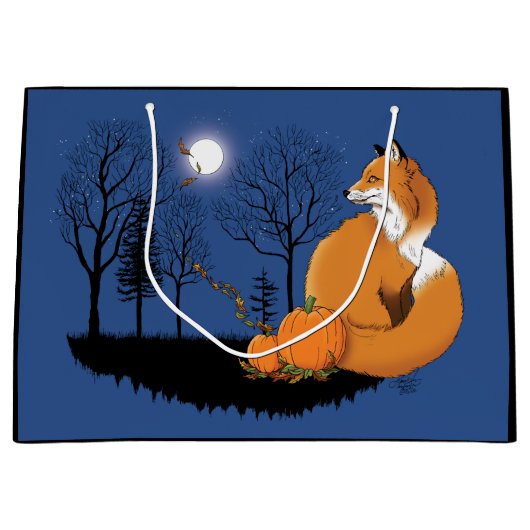 Red Fox Forest Pumpkins Große Geschenktüte (Vorderseite)