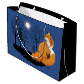 Red Fox Forest Pumpkins Große Geschenktüte (Rückseite Schrägansicht)