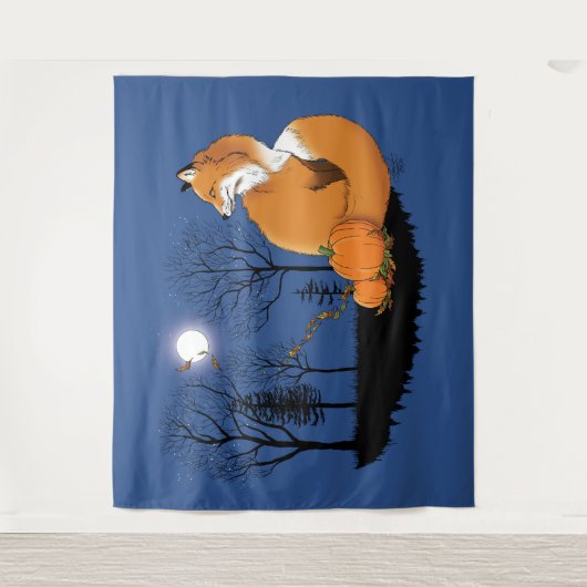 Red Fox Forest Pumpkins Wandteppich (Vorderseite)