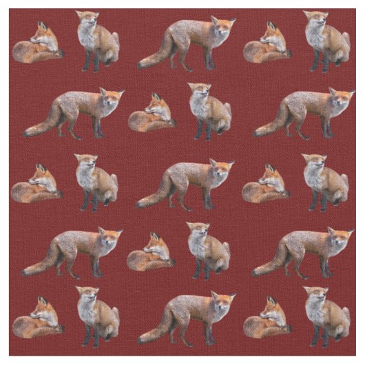 Red Fox Frenzy Fabric (Burgund) Stoff (Nahaufnahme)