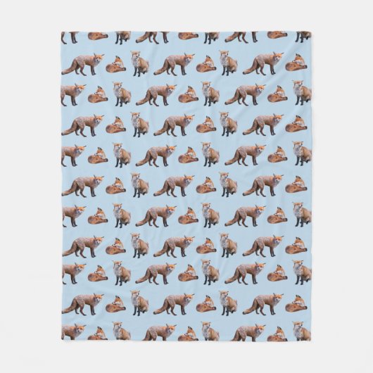 Red Fox Frenzy Fleece Blanket (Light Blue) (Vorderseite)