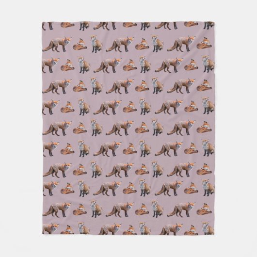 Red Fox Frenzy Fleece Blanket (Rosa) (Vorderseite)