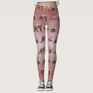 Red Fox Frenzy Leggings (Dusty Pink Mix)