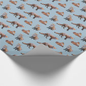 Red Fox Frenzy Wrapping Paper (blau) Geschenkpapier (Ecke)