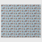Red Fox Frenzy Wrapping Paper (blau) Geschenkpapier (Flach)