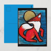 Red Fox Full Moon Loyal Foxes MoonChild Postkarte (Vorne/Hinten)
