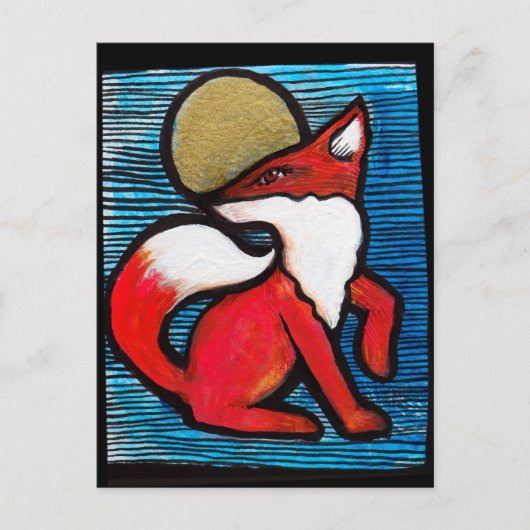 Red Fox Full Moon Loyal Foxes MoonChild Postkarte (Vorderseite)