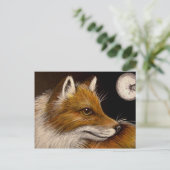 RED FOX - FULL MOON POSTCARD POSTKARTE (Stehend Vorderseite)