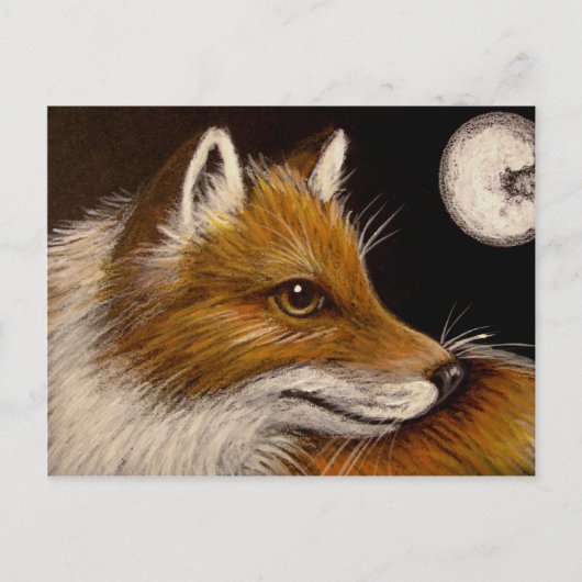 RED FOX - FULL MOON POSTCARD POSTKARTE (Vorderseite)