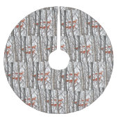 Red Fox Gray Forest Woods Weihnachtsbaumrock Polyester Weihnachtsbaumdecke (Vorderseite)