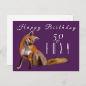 Red fox Happy 50 Geburtstag Gruß Postkarte (Vorne/Hinten)
