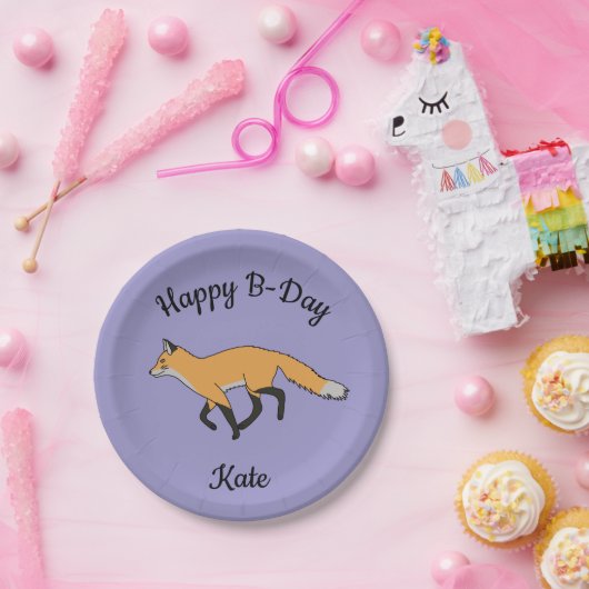 Red Fox Happy Birthday Pappteller (Party)