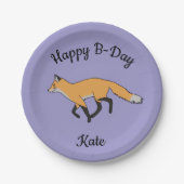 Red Fox Happy Birthday Pappteller (Vorderseite)