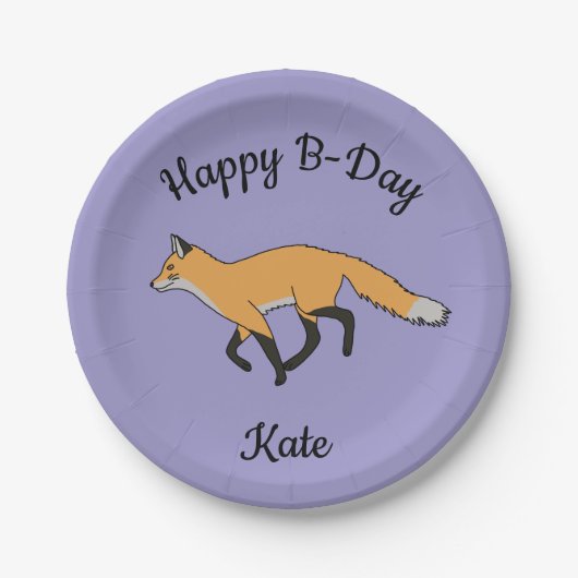 Red Fox Happy Birthday Pappteller (Vorderseite)