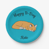 Red Fox Happy Birthday Pappteller (Vorderseite)
