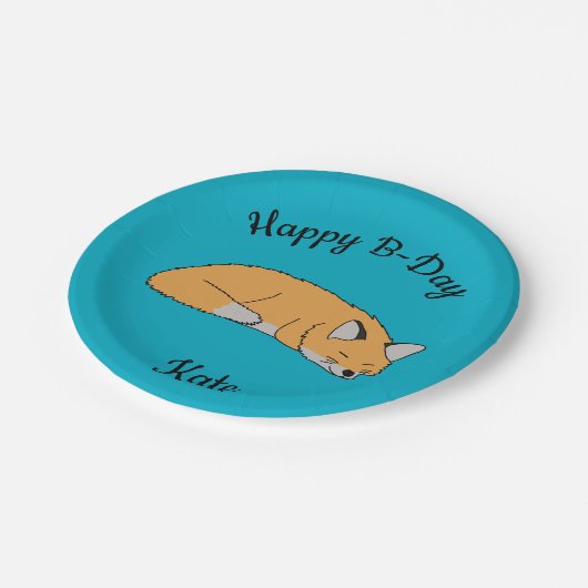 Red Fox Happy Birthday Pappteller (Schrägansicht)