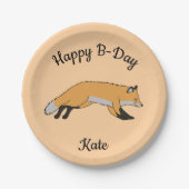 Red Fox Happy Birthday Pappteller (Vorderseite)