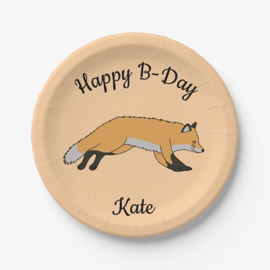 Red Fox Happy Birthday Pappteller (Vorderseite)