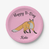 Red Fox Happy Birthday Pappteller (Vorderseite)