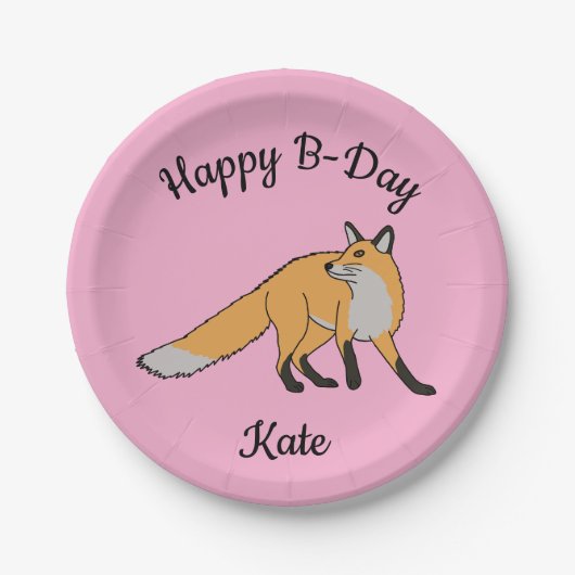 Red Fox Happy Birthday Pappteller (Vorderseite)