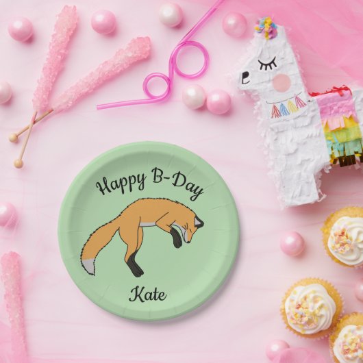 Red Fox Happy Birthday Pappteller (Party)