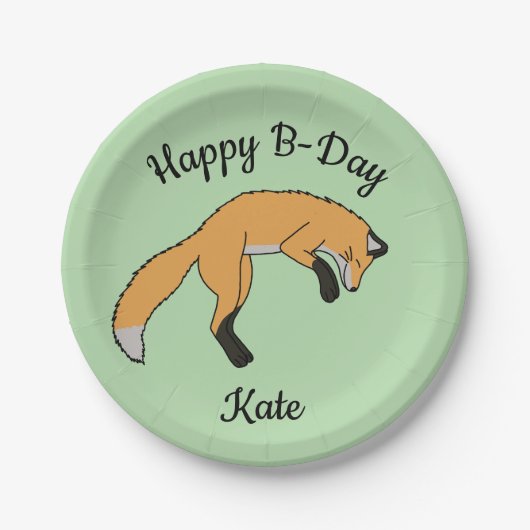 Red Fox Happy Birthday Pappteller (Vorderseite)