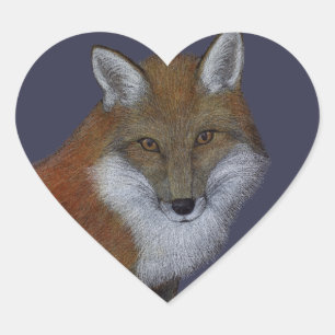 Red Fox Herz-Aufkleber