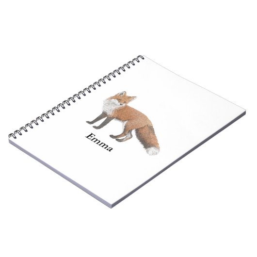 Red Fox Illustration Spiral Bound Notebook Notizblock (Linke Seite)