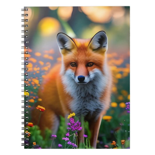 Red Fox im Bereich der Wildblumen Notizblock (Vorderseite)
