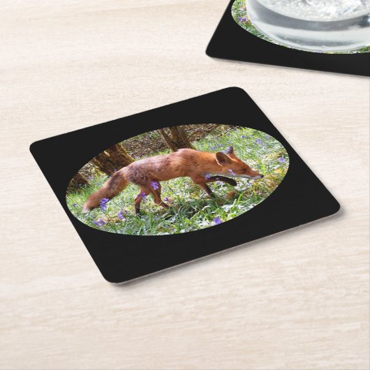 Red Fox im Bluebells-Untersetzer Rechteckiger Pappuntersetzer (angewinkelt)
